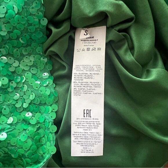 DIXIE Sequinned stylish Dress Mini Dress Green Color Made in Italy Size S. - Picture 7 of 8